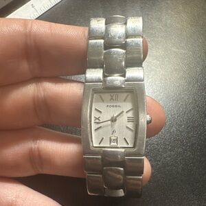 Fossil Metallic Silver Roman Numeral Watch